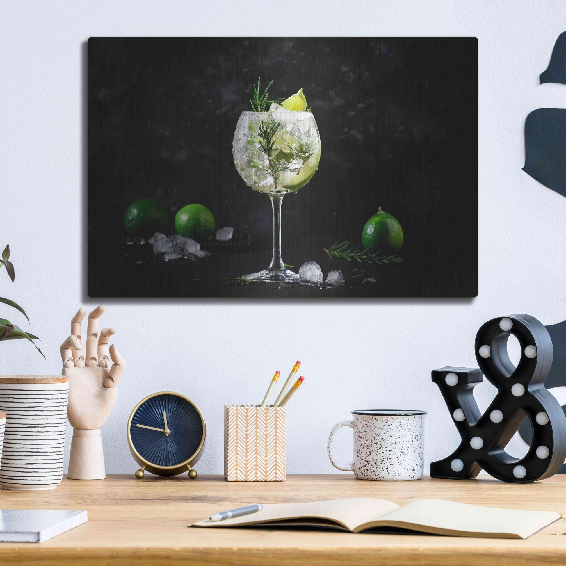 Luxe Metal Art 'Gin and Tonic' by Epic Portfolio, Metal Wall Art,16x12