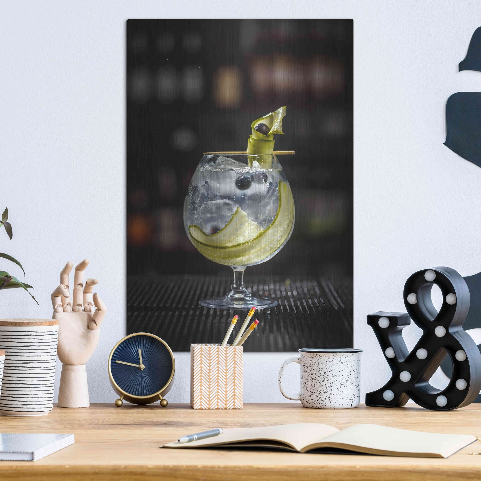 Luxe Metal Art 'Gin Cucumber Cooler' by Epic Portfolio, Metal Wall Art,12x16