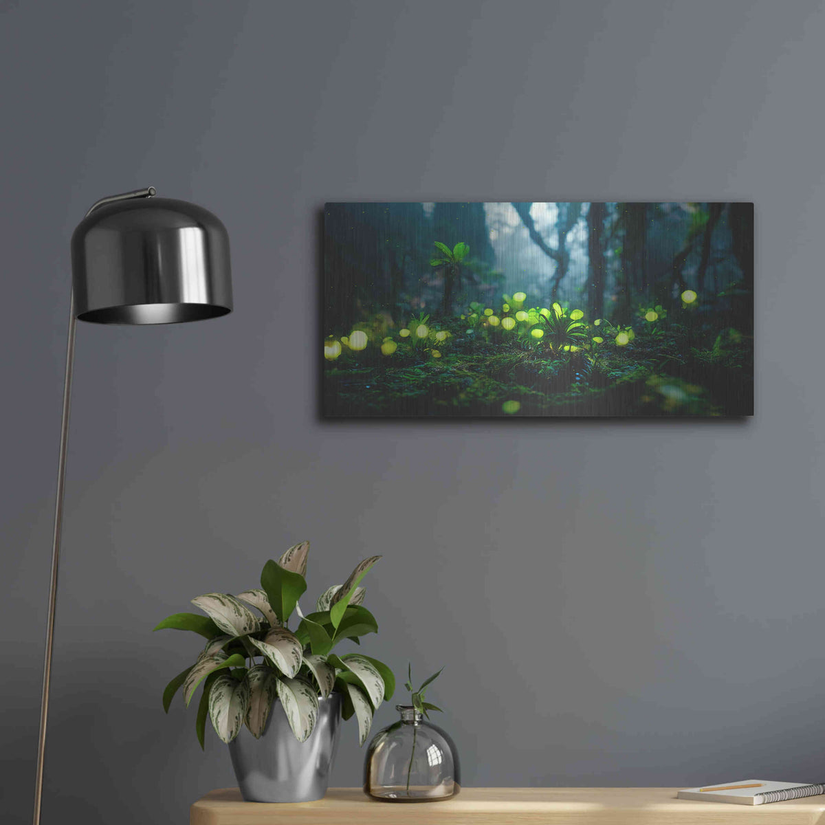 Luxe Metal Art 'Glowing Forest' by Epic Portfolio, Metal Wall Art,24x12