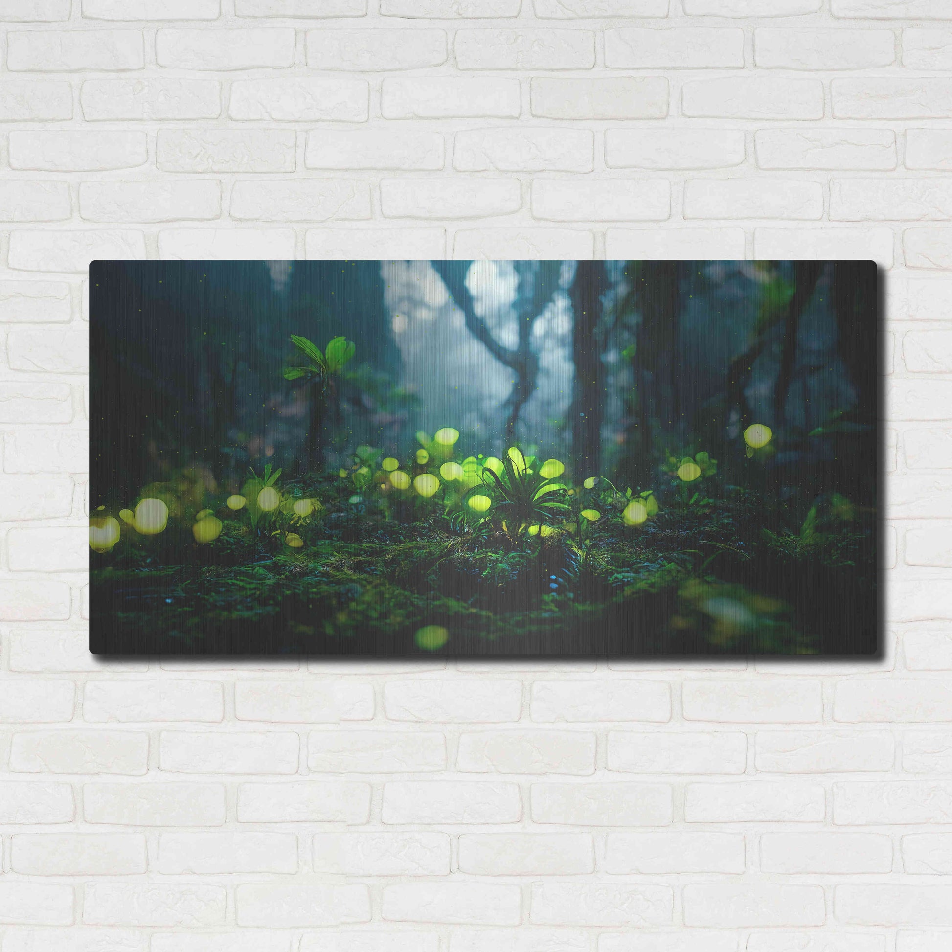 Luxe Metal Art 'Glowing Forest' by Epic Portfolio, Metal Wall Art,48x24