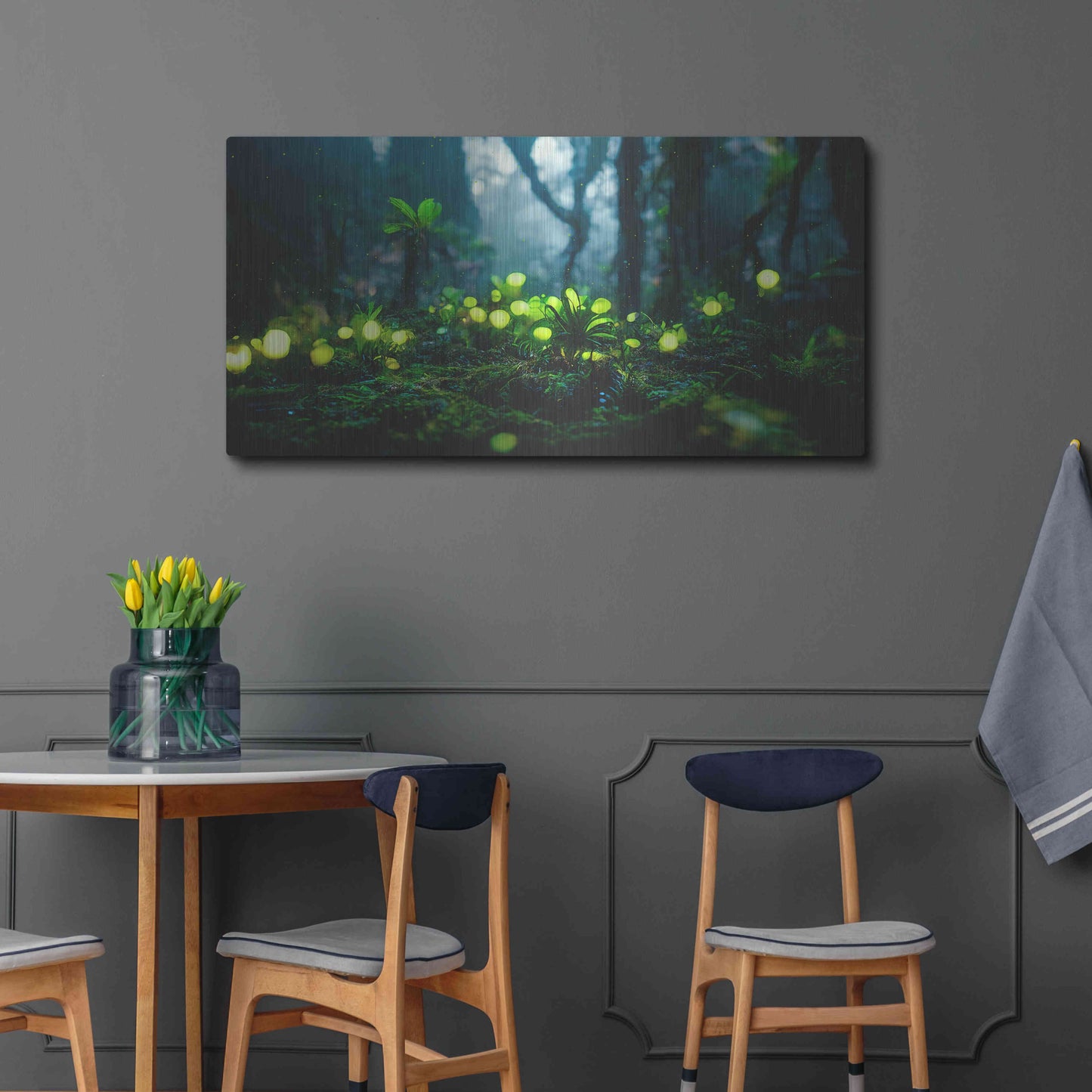 Luxe Metal Art 'Glowing Forest' by Epic Portfolio, Metal Wall Art,48x24