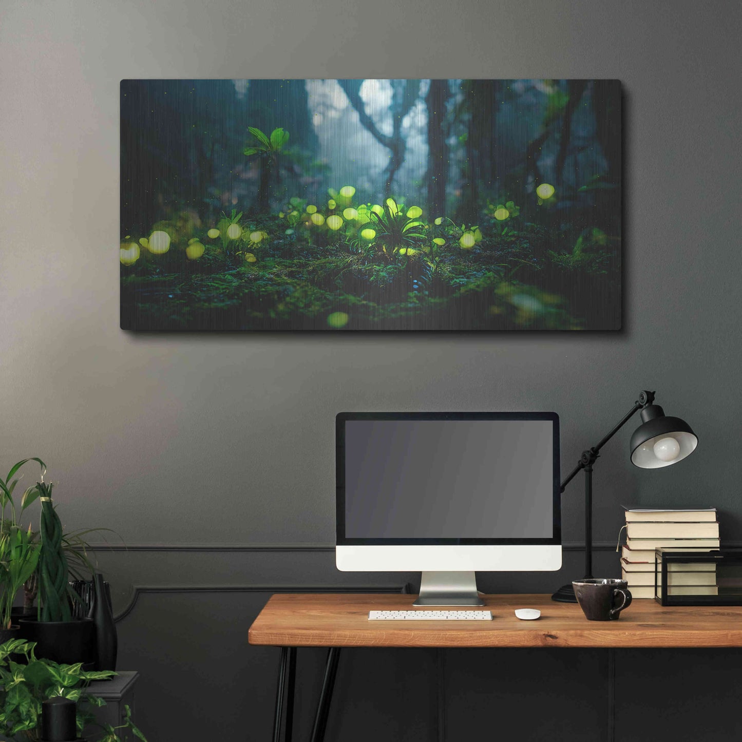 Luxe Metal Art 'Glowing Forest' by Epic Portfolio, Metal Wall Art,48x24