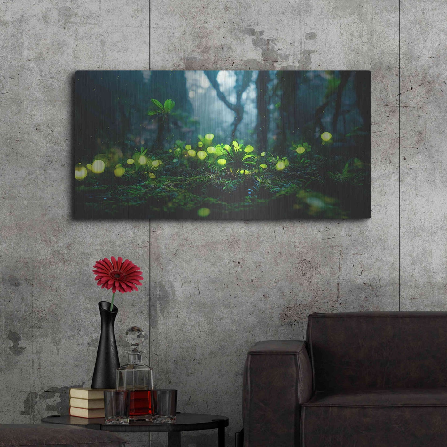 Luxe Metal Art 'Glowing Forest' by Epic Portfolio, Metal Wall Art,48x24