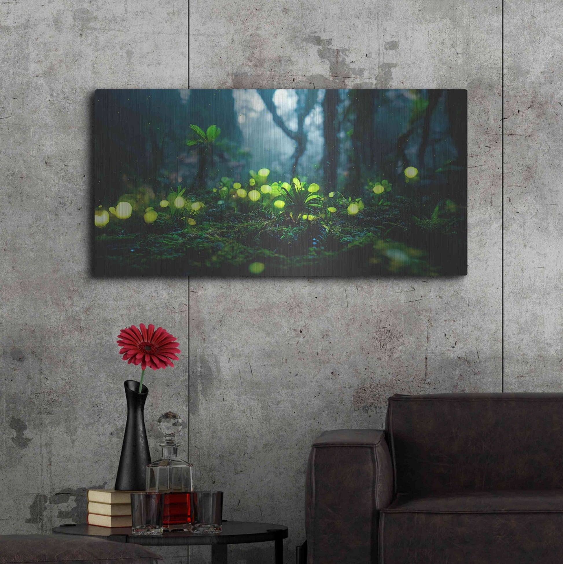 Luxe Metal Art 'Glowing Forest' by Epic Portfolio, Metal Wall Art,48x24