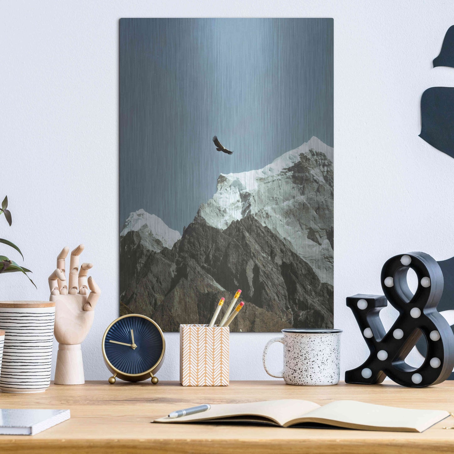 Luxe Metal Art 'Himalayan Eagle' by Epic Portfolio, Metal Wall Art,12x16