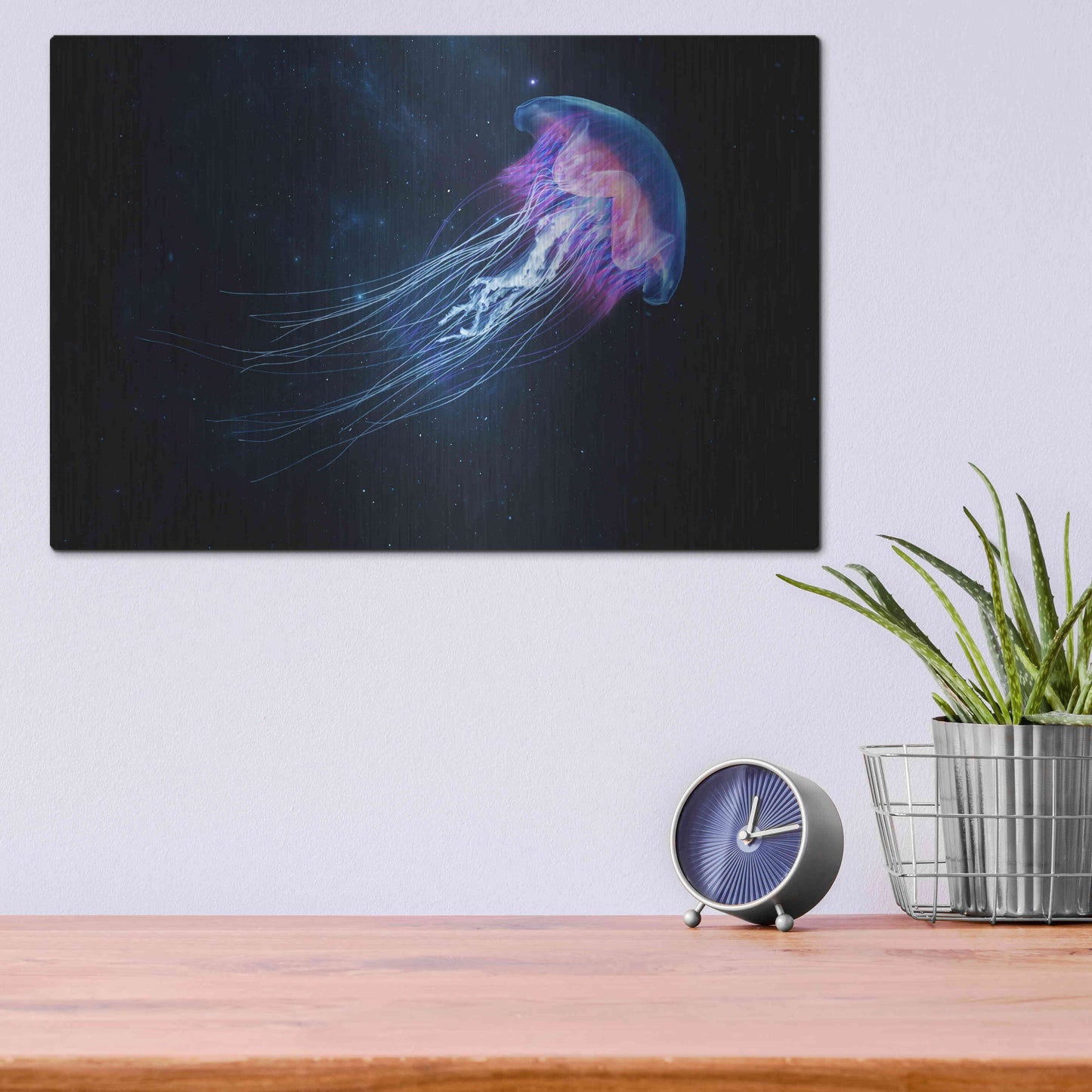 Luxe Metal Art 'Jellyfish Spacewalk' by Epic Portfolio, Metal Wall Art,16x12