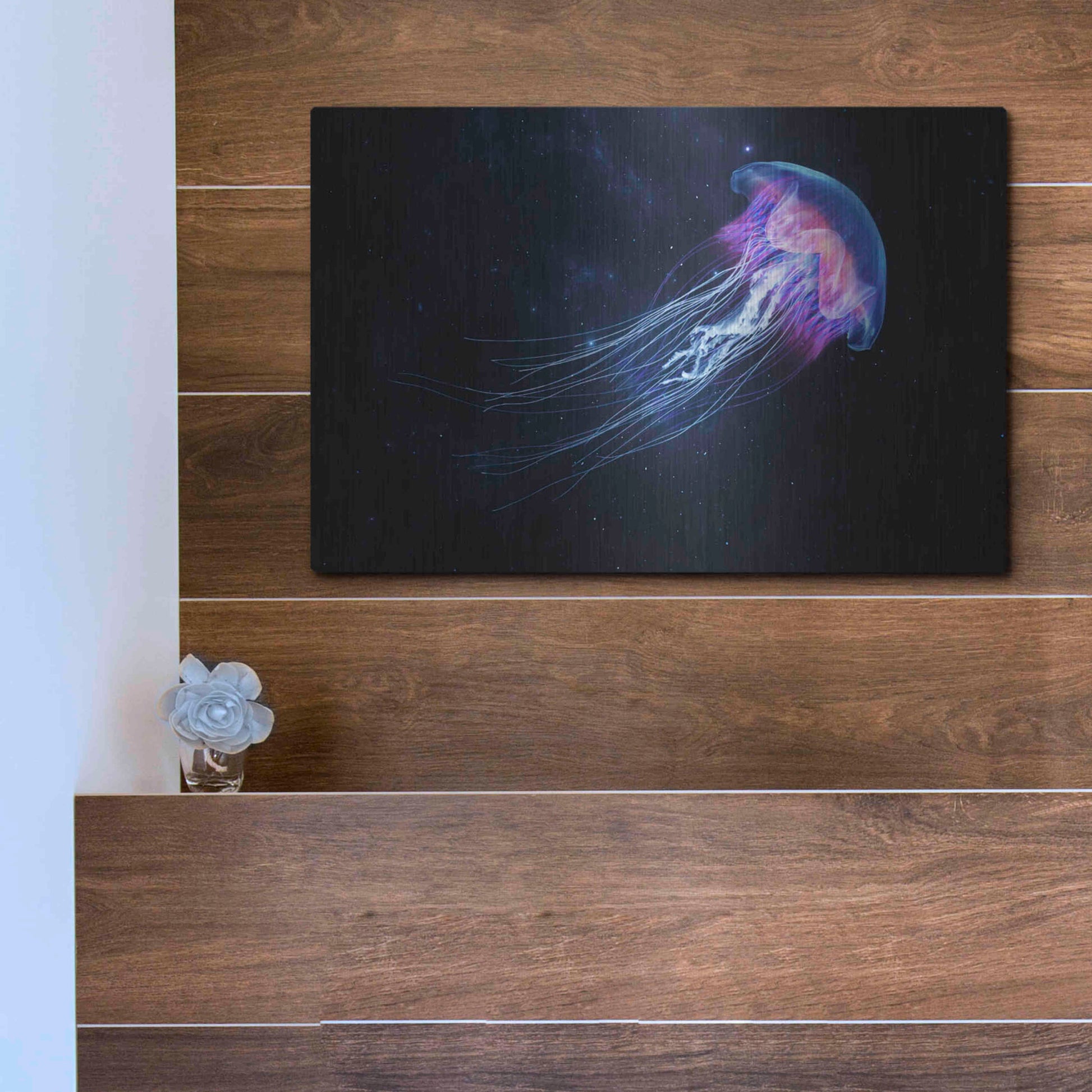 Luxe Metal Art 'Jellyfish Spacewalk' by Epic Portfolio, Metal Wall Art,16x12