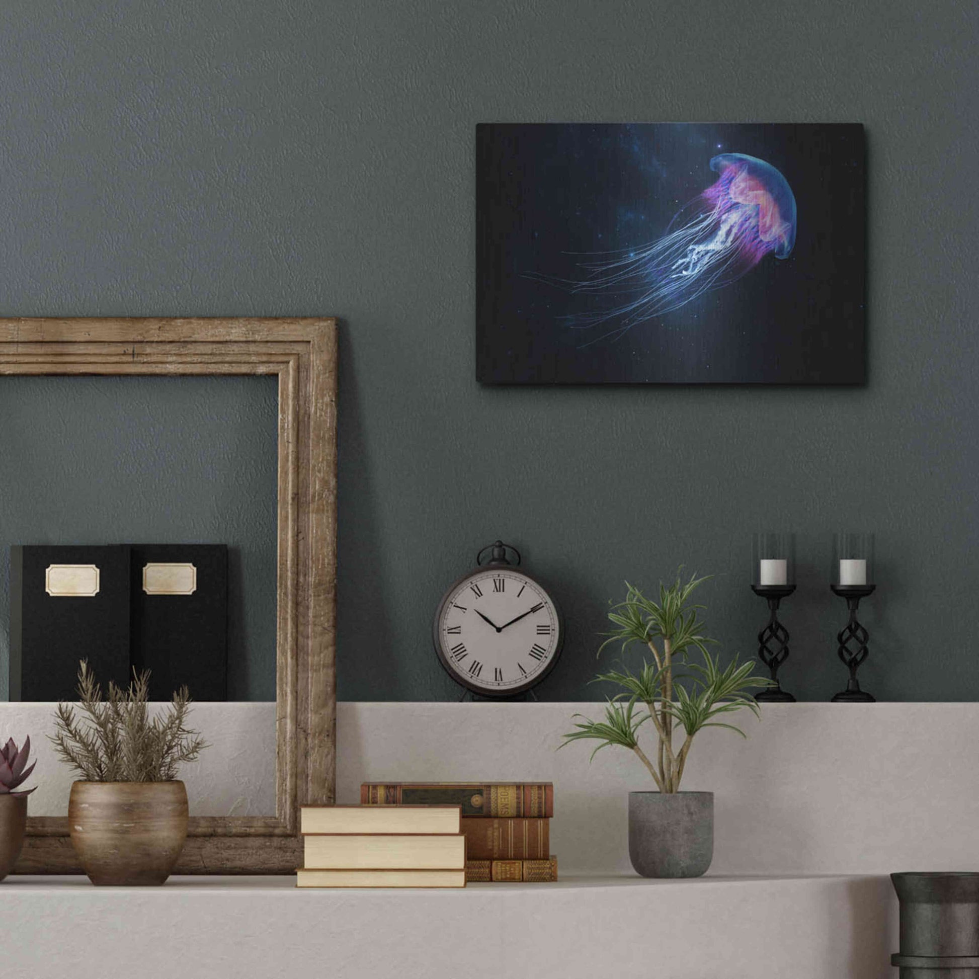 Luxe Metal Art 'Jellyfish Spacewalk' by Epic Portfolio, Metal Wall Art,16x12