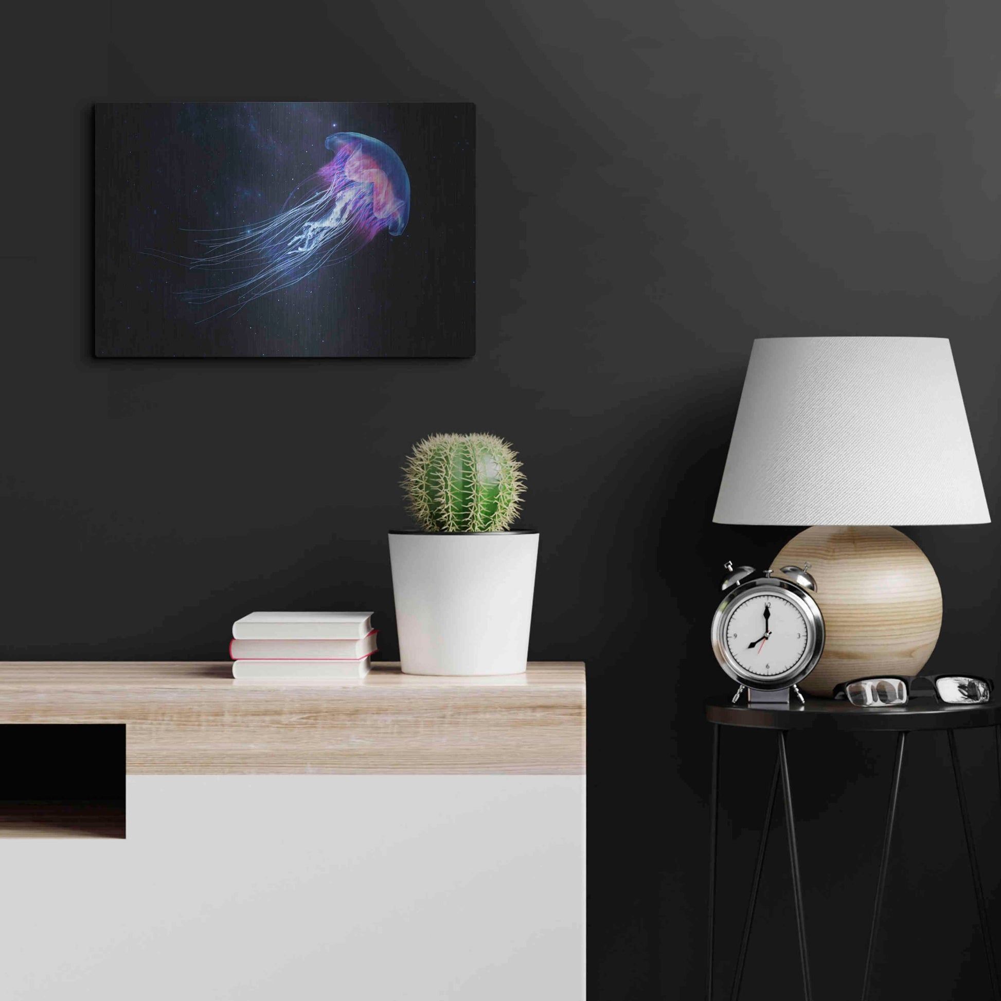 Luxe Metal Art 'Jellyfish Spacewalk' by Epic Portfolio, Metal Wall Art,24x16