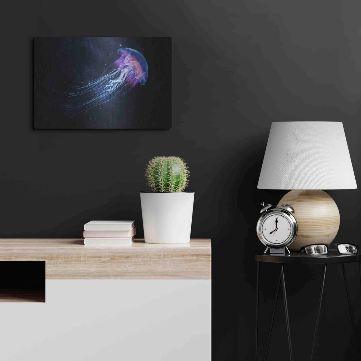 'Jellyfish Spacewalk' by Luxe Metal Portfolio – Metal Wall Art, 24x16 room view