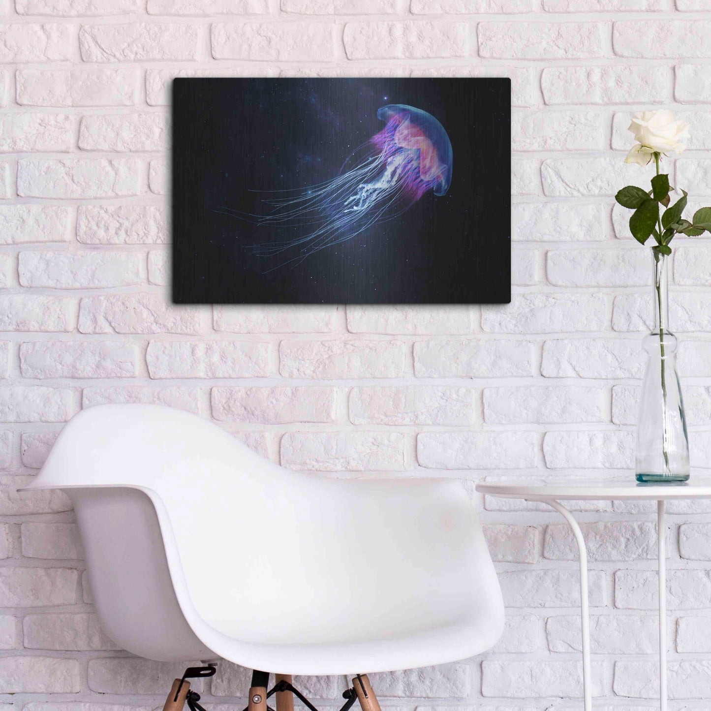 Luxe Metal Art 'Jellyfish Spacewalk' by Epic Portfolio, Metal Wall Art,24x16