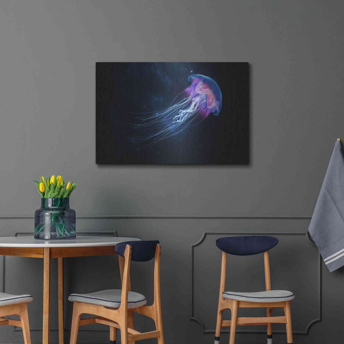 'Jellyfish Spacewalk' by Luxe Metal Portfolio – Metal Wall Art, 36x24 room view