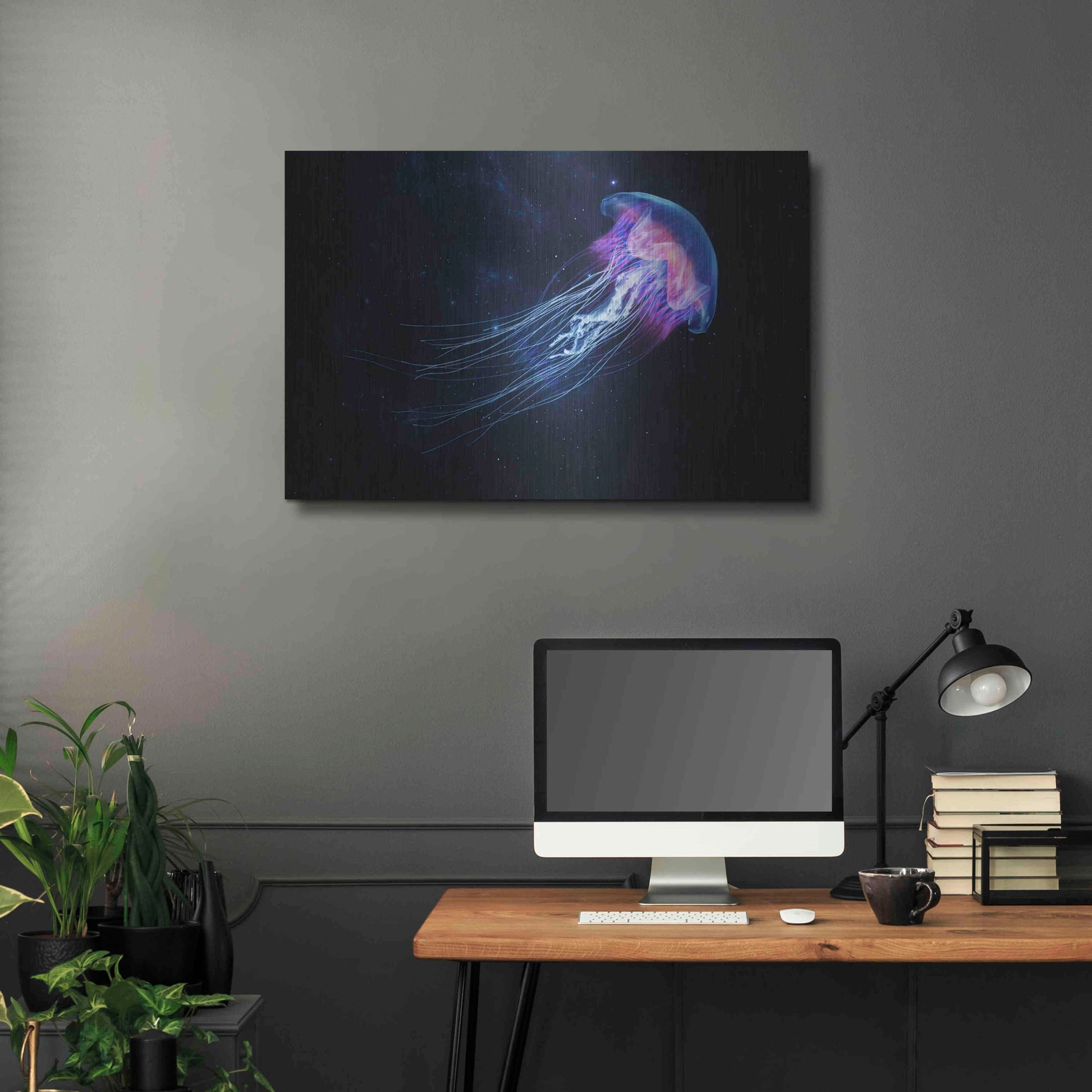 Luxe Metal Art 'Jellyfish Spacewalk' by Epic Portfolio, Metal Wall Art,36x24