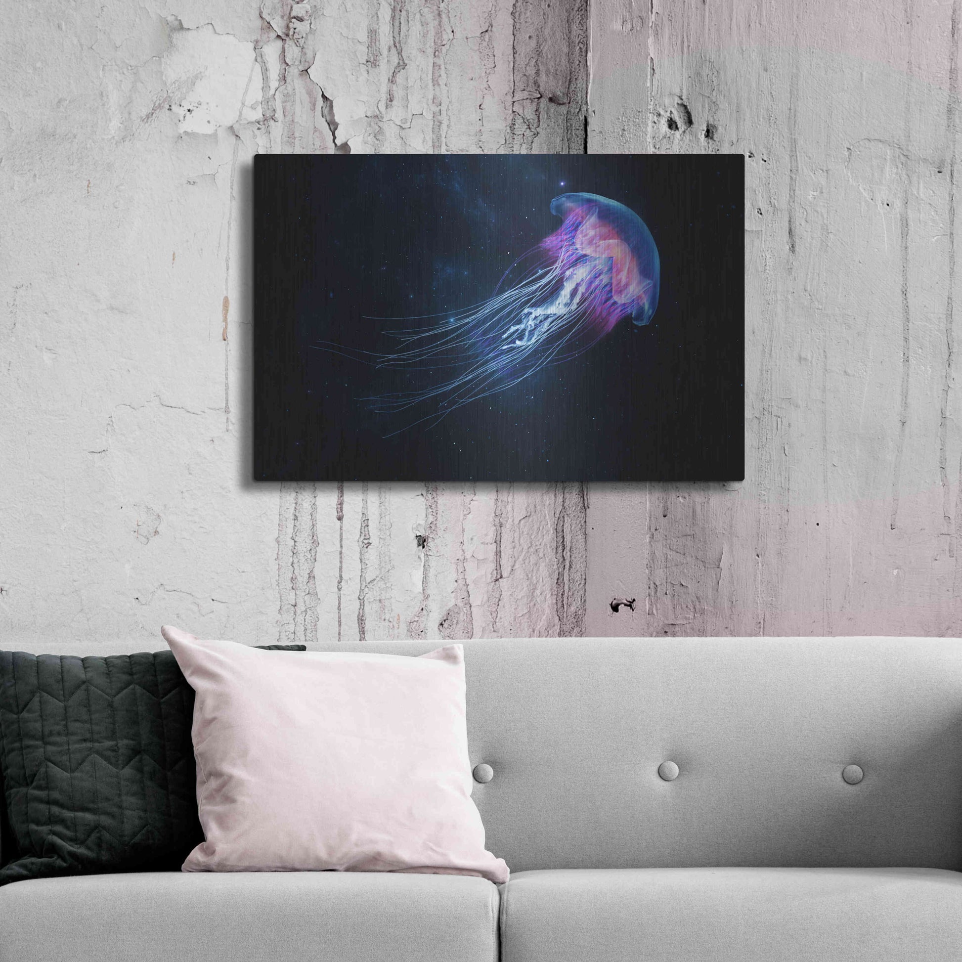 Luxe Metal Art 'Jellyfish Spacewalk' by Epic Portfolio, Metal Wall Art,36x24