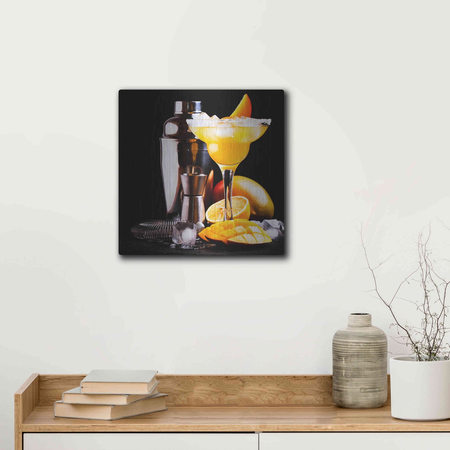 Luxe Metal Art 'Mango Daquiri' by Epic Portfolio, Metal Wall Art,12x12