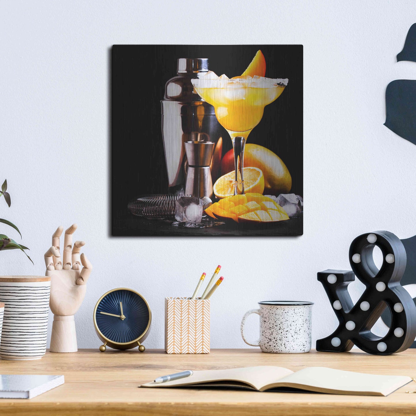 Luxe Metal Art 'Mango Daquiri' by Epic Portfolio, Metal Wall Art,12x12