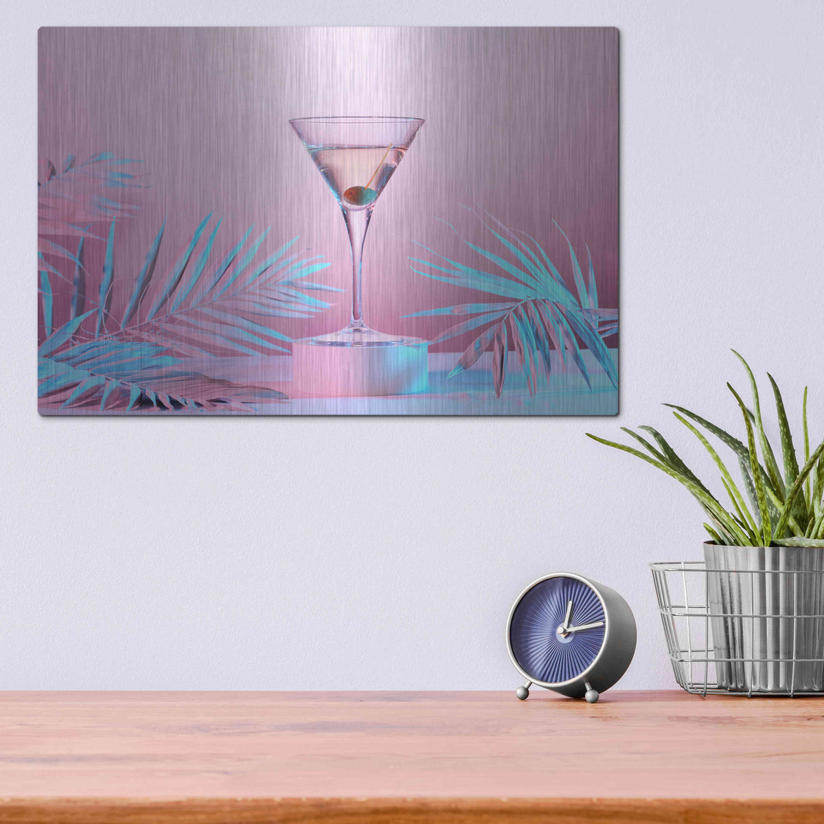 Luxe Metal Art 'Martini' by Epic Portfolio, Metal Wall Art,16x12