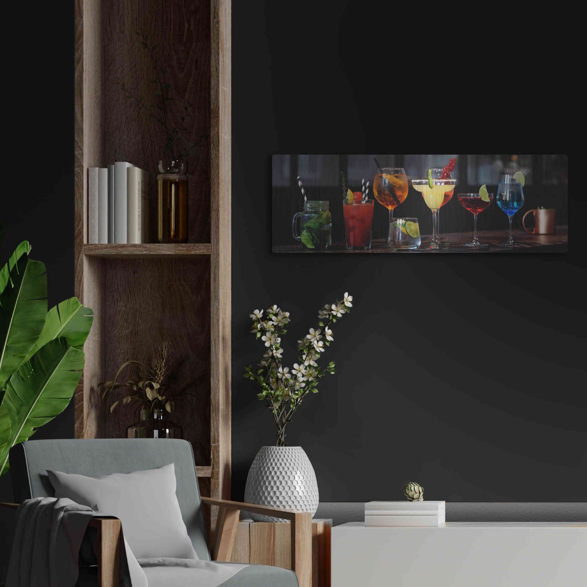 Luxe Metal Art 'Mixology' by Epic Portfolio, Metal Wall Art,36x12