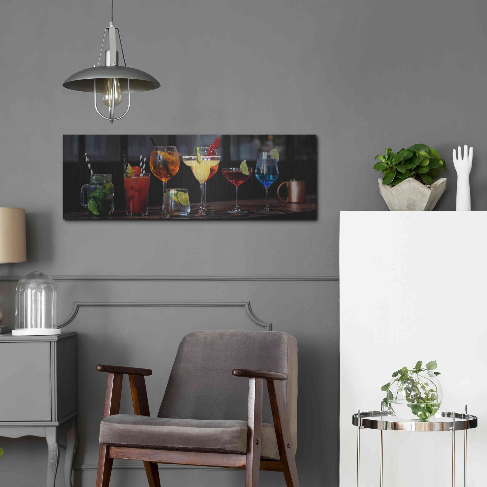 Luxe Metal Art 'Mixology' by Epic Portfolio, Metal Wall Art,36x12