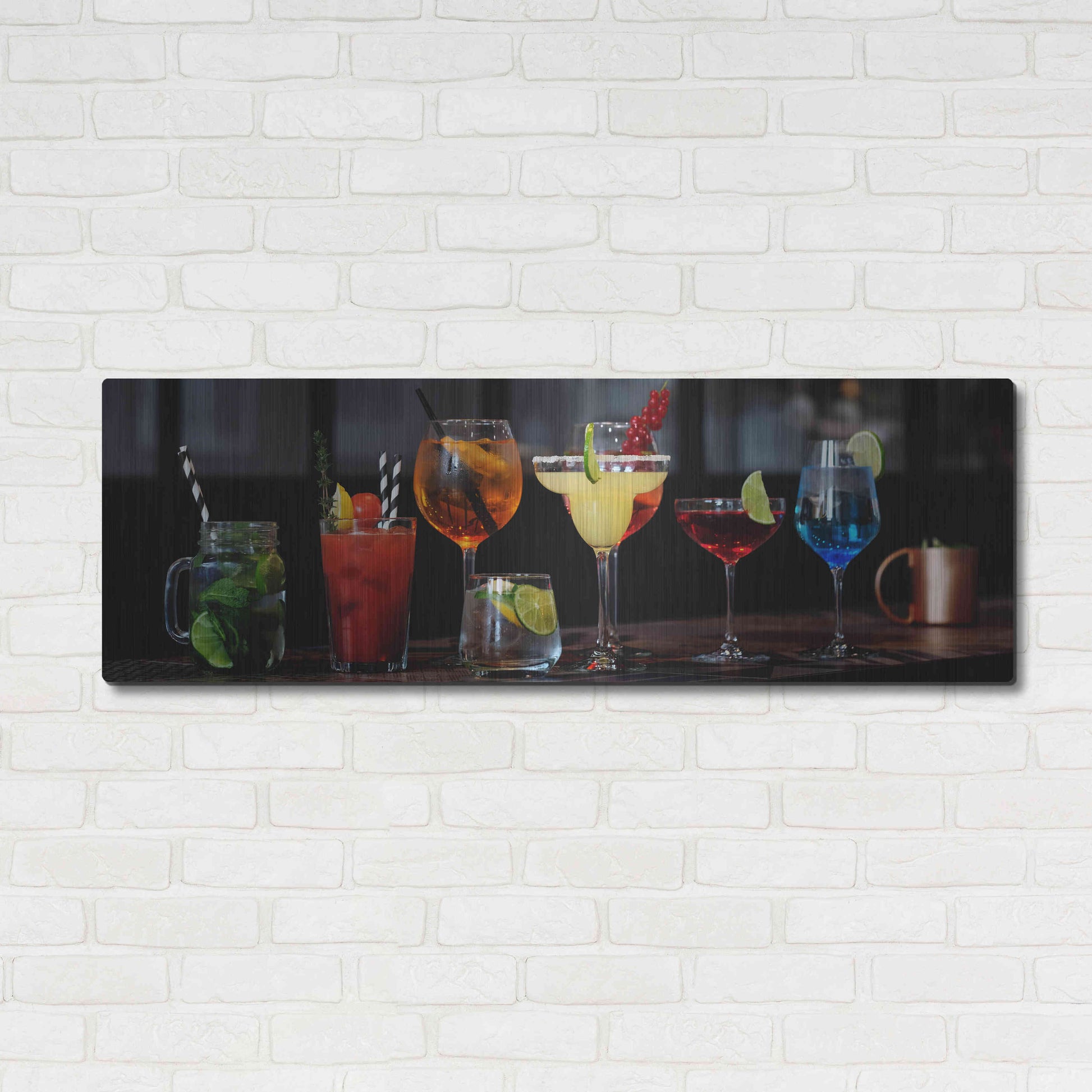 Luxe Metal Art 'Mixology' by Epic Portfolio, Metal Wall Art,48x16