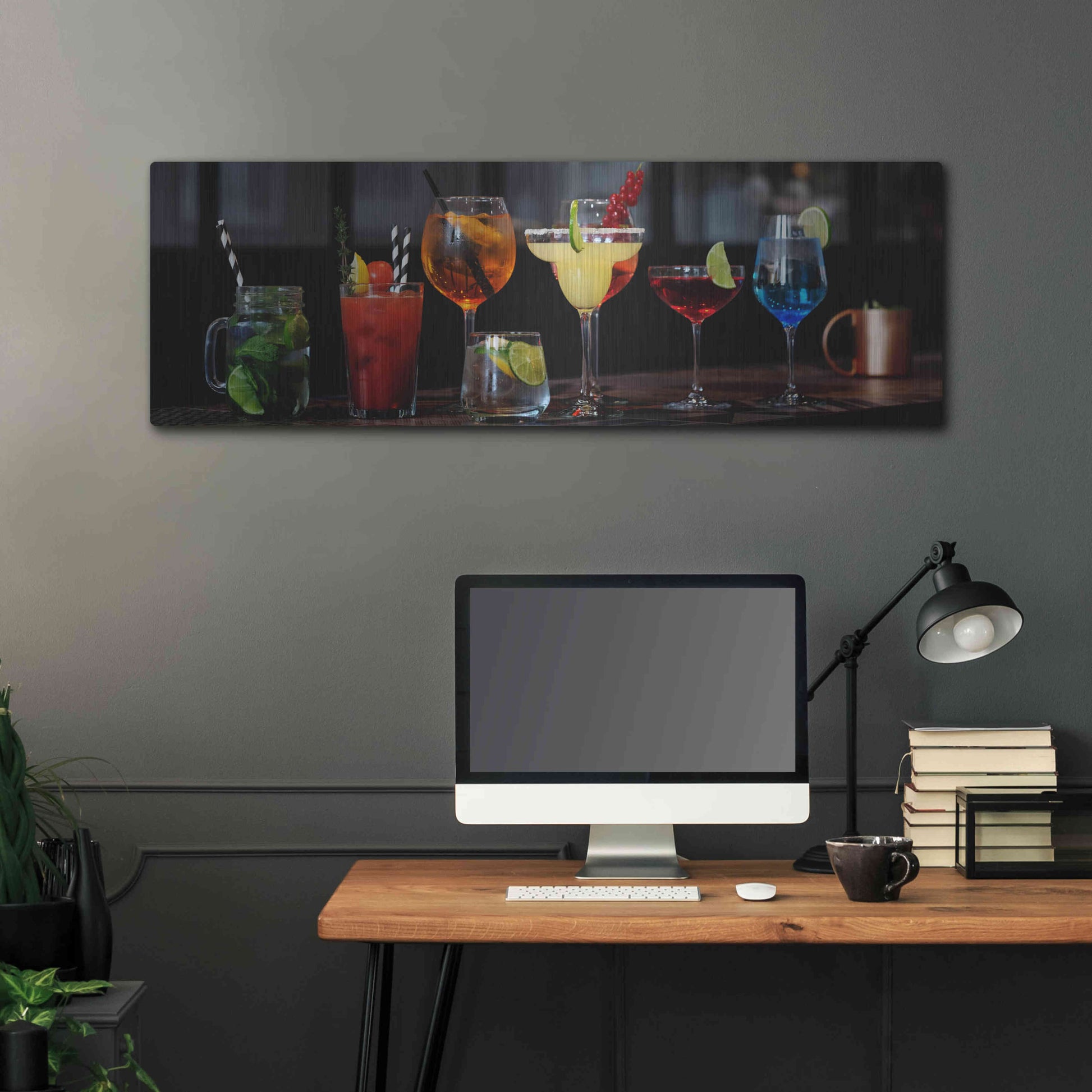 Luxe Metal Art 'Mixology' by Epic Portfolio, Metal Wall Art,48x16