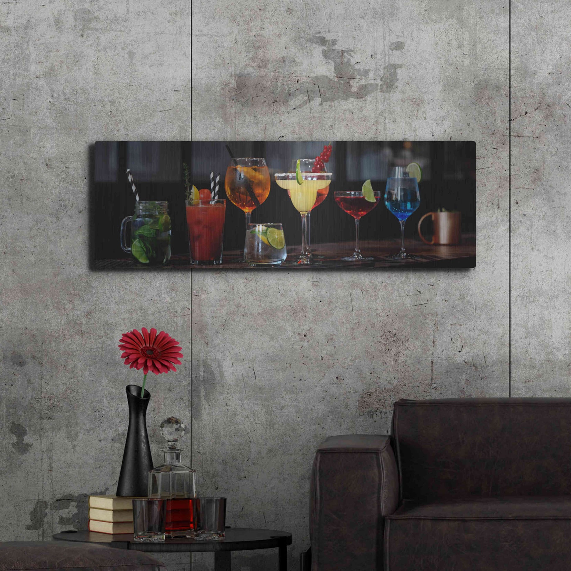 Luxe Metal Art 'Mixology' by Epic Portfolio, Metal Wall Art,48x16