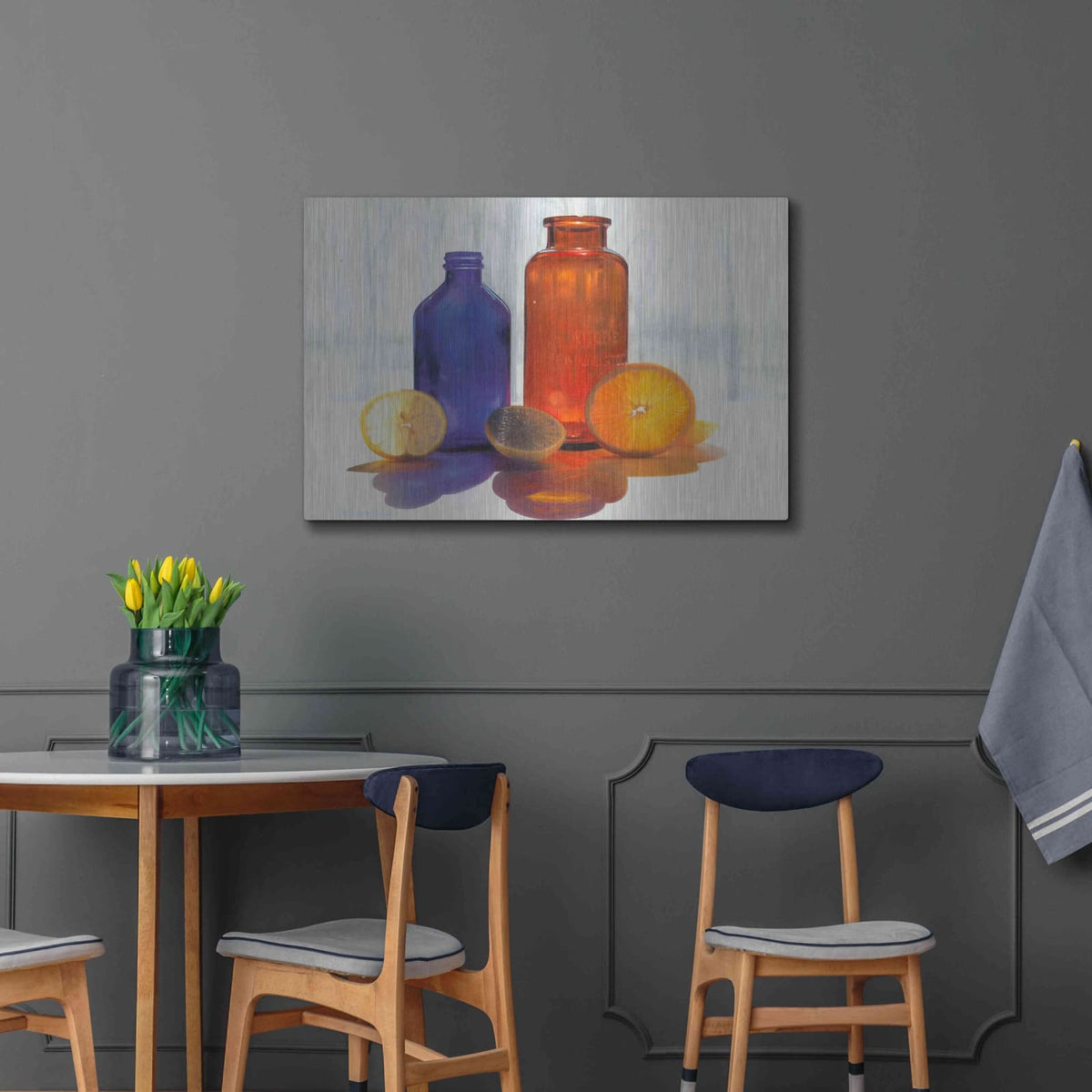 'Bottles and Slices final' by Cecile Baird – Metal Wall Art, 36x24 room view