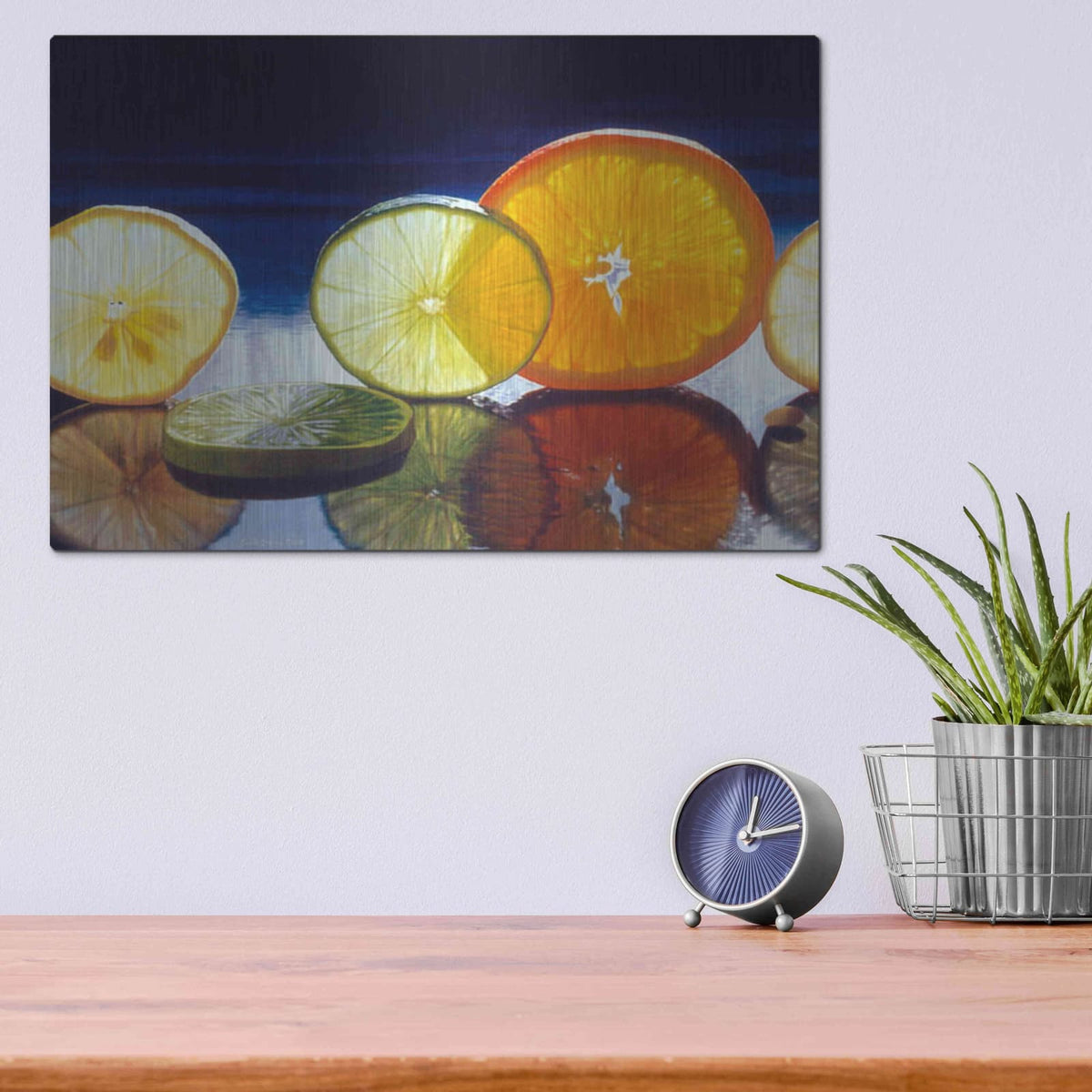 'Juicy Fruit' by Cecile Baird – Metal Wall Art, 16x12 room view