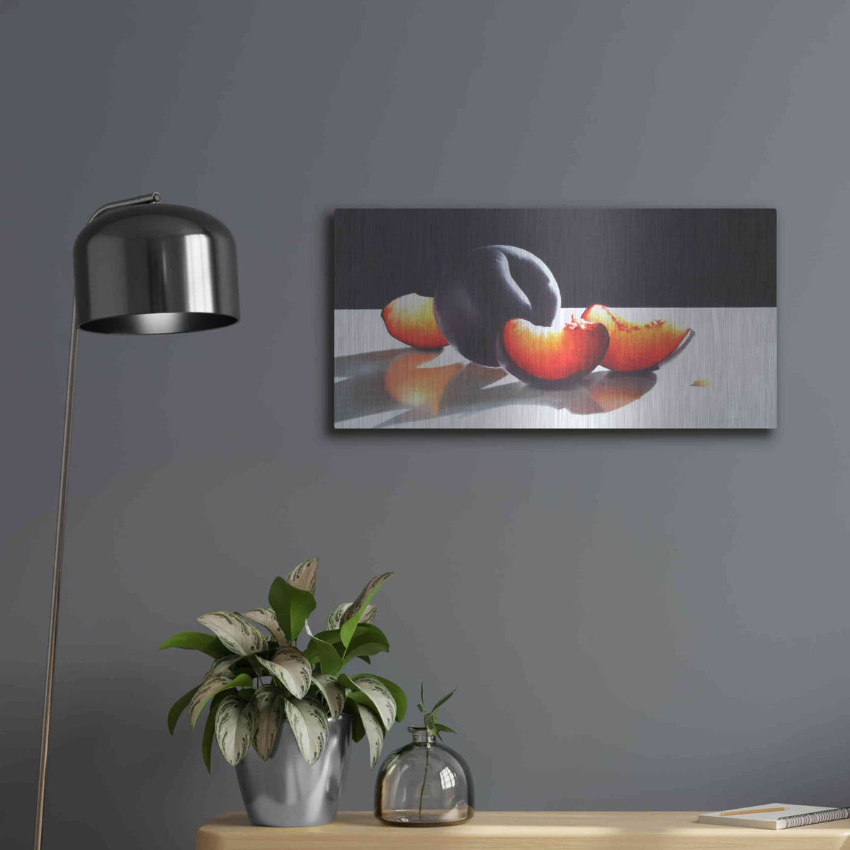 'Plum Perfect' by Cecile Baird – Metal Wall Art, 24x12 room view