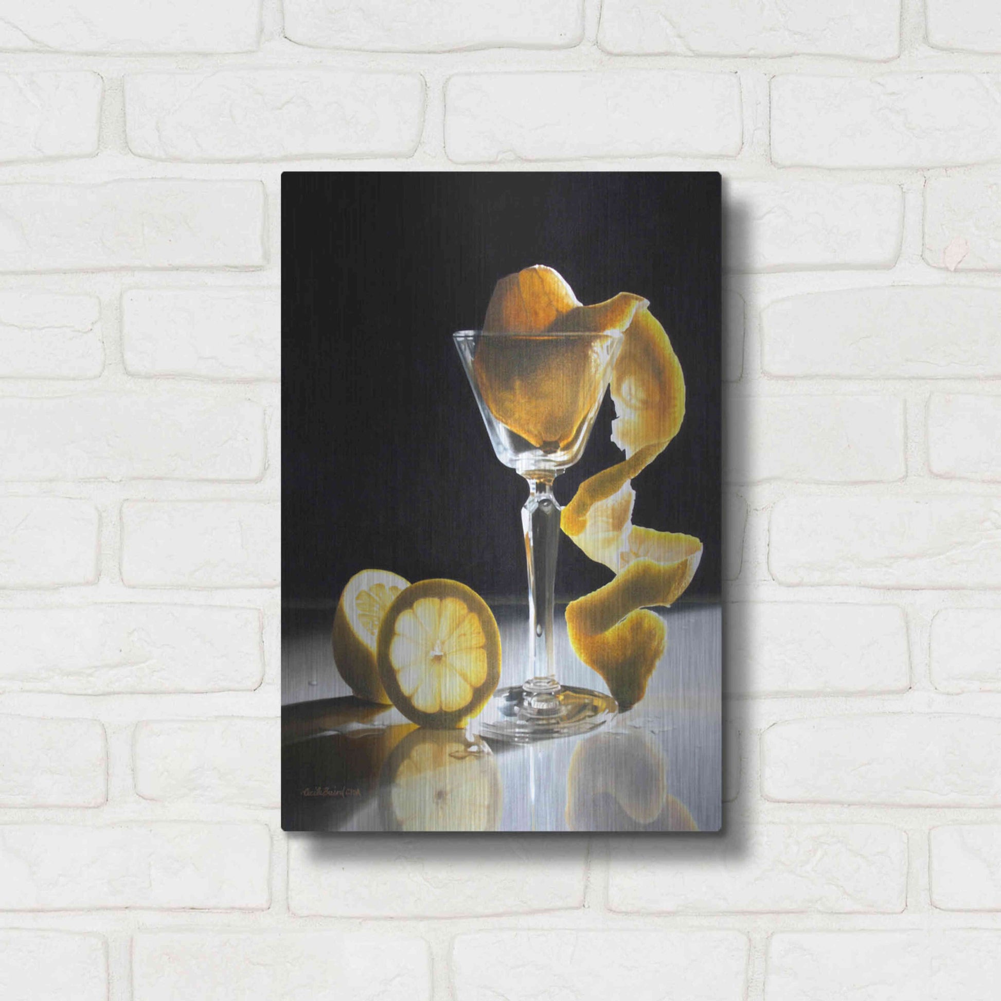 Luxe Metal Art 'Twisted Lemon' by Cecile Baird, Metal Wall Art,12x16