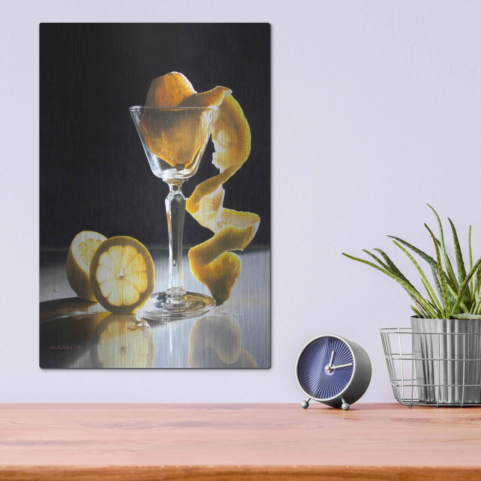 Luxe Metal Art 'Twisted Lemon' by Cecile Baird, Metal Wall Art,12x16
