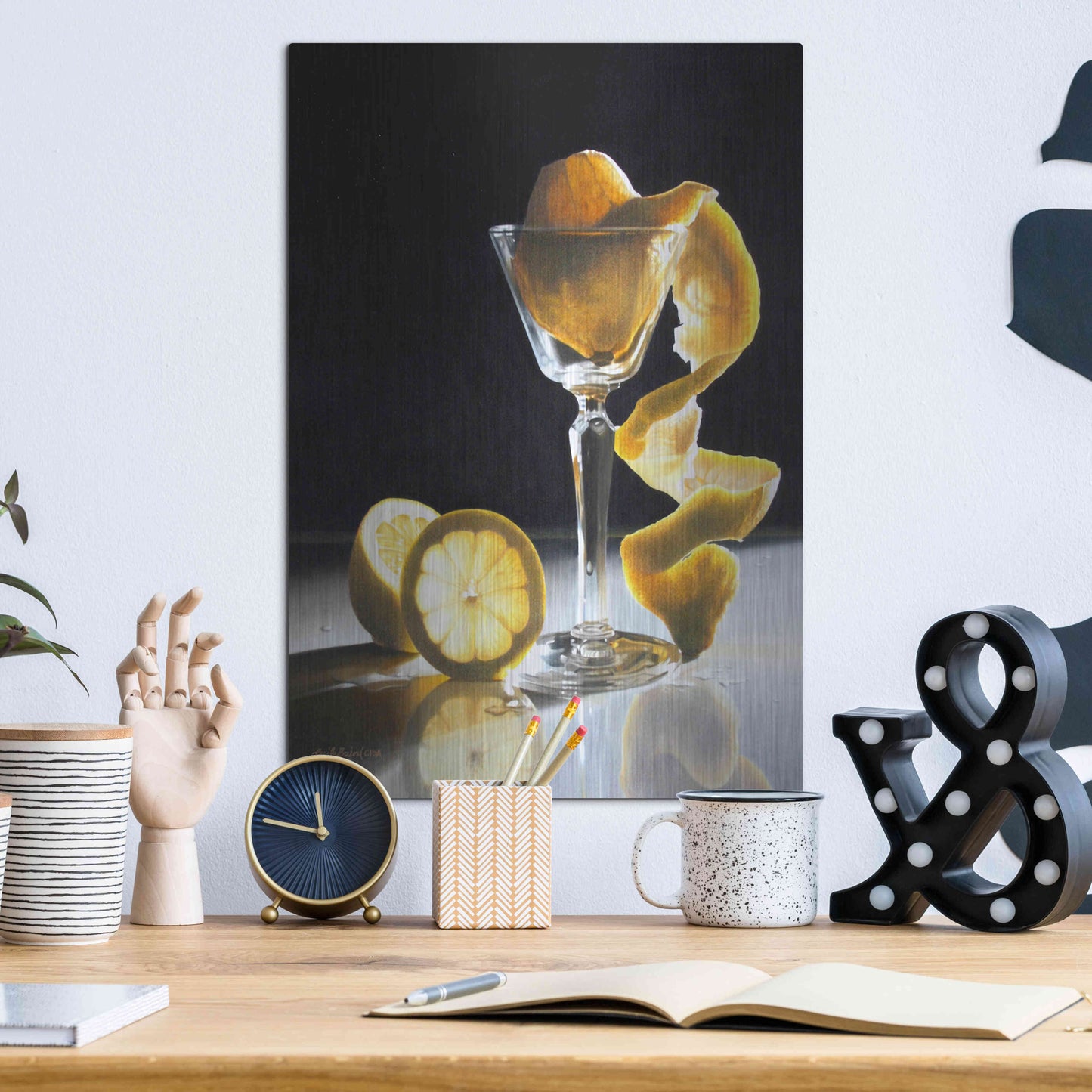 Luxe Metal Art 'Twisted Lemon' by Cecile Baird, Metal Wall Art,12x16