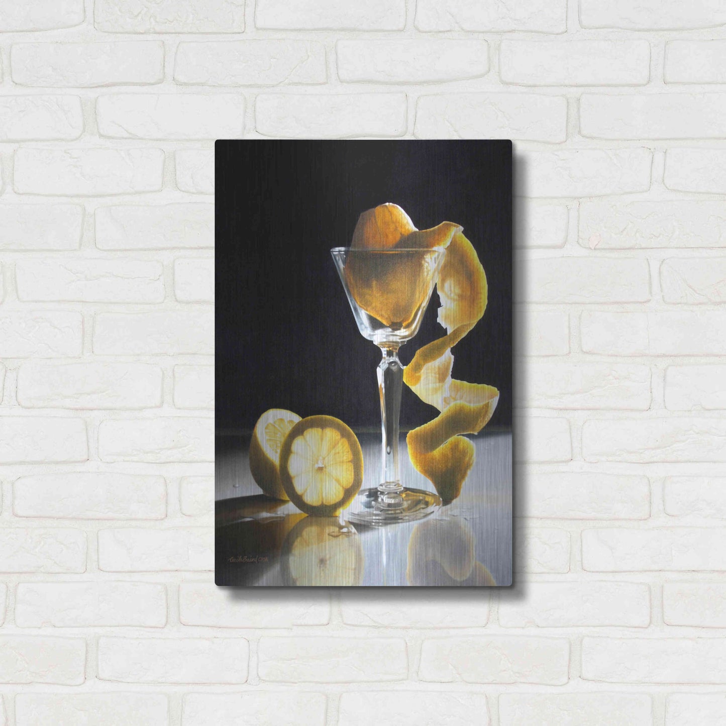 Luxe Metal Art 'Twisted Lemon' by Cecile Baird, Metal Wall Art,16x24