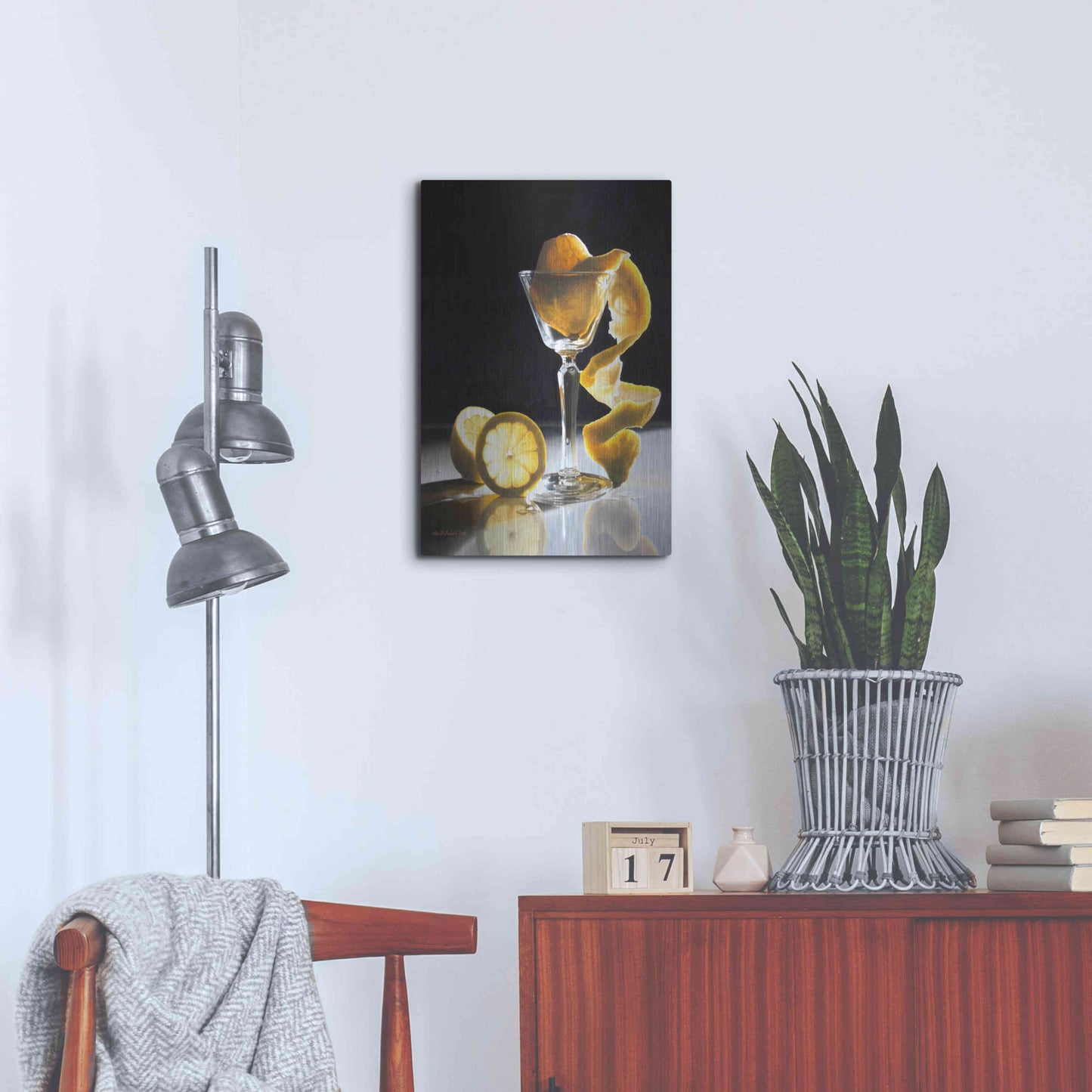 Luxe Metal Art 'Twisted Lemon' by Cecile Baird, Metal Wall Art,16x24