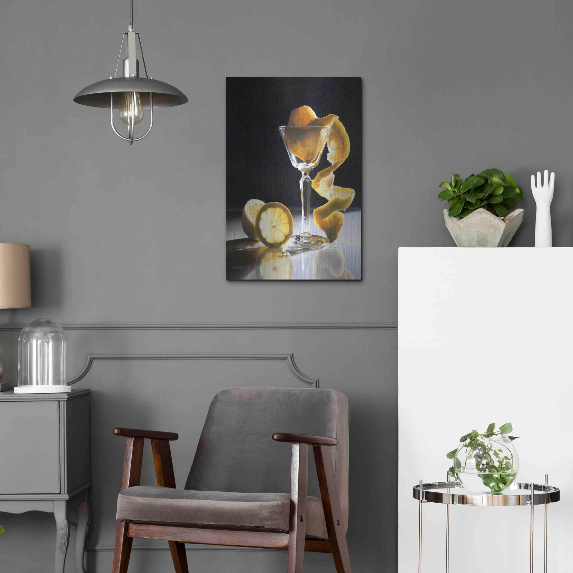 Luxe Metal Art 'Twisted Lemon' by Cecile Baird, Metal Wall Art,16x24