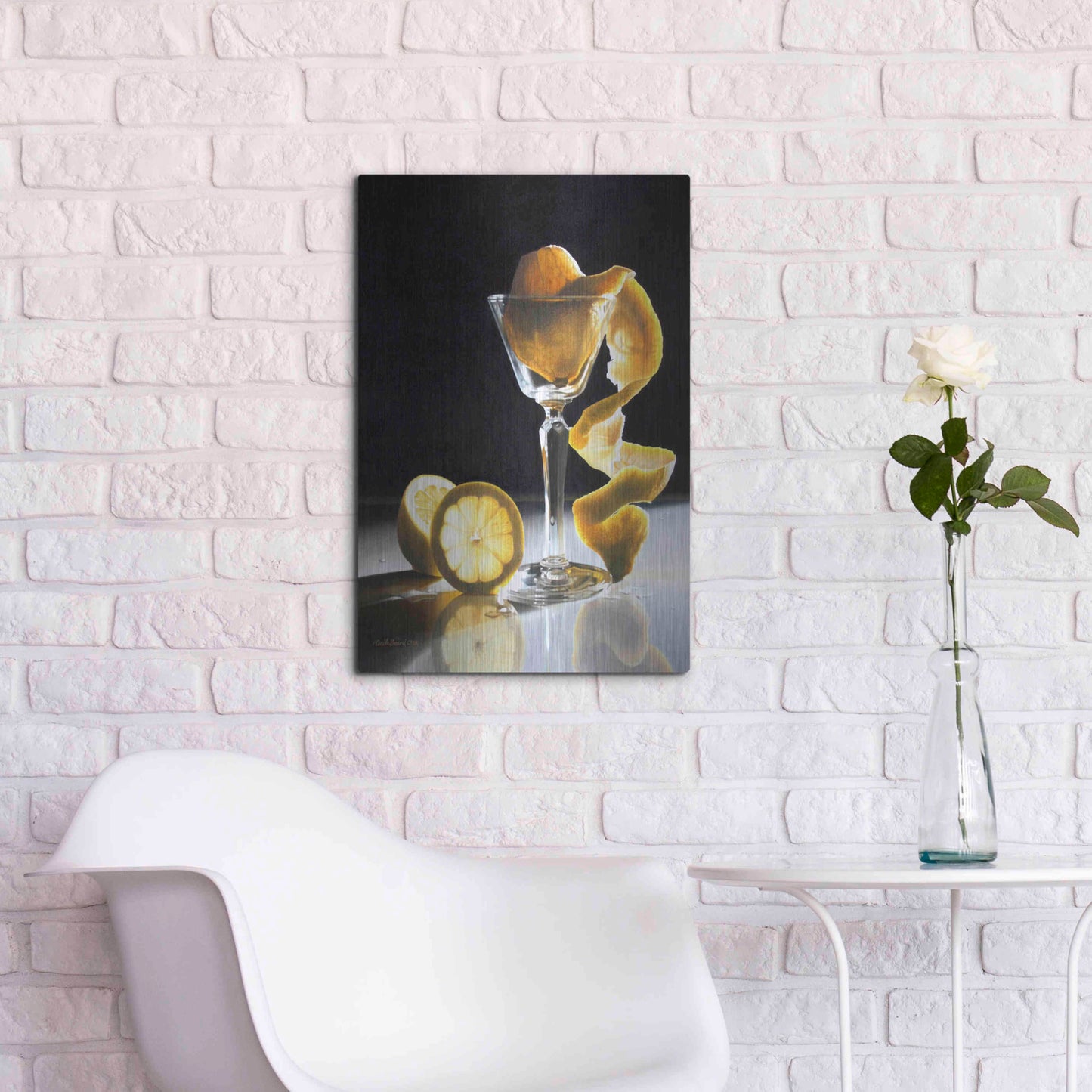 Luxe Metal Art 'Twisted Lemon' by Cecile Baird, Metal Wall Art,16x24