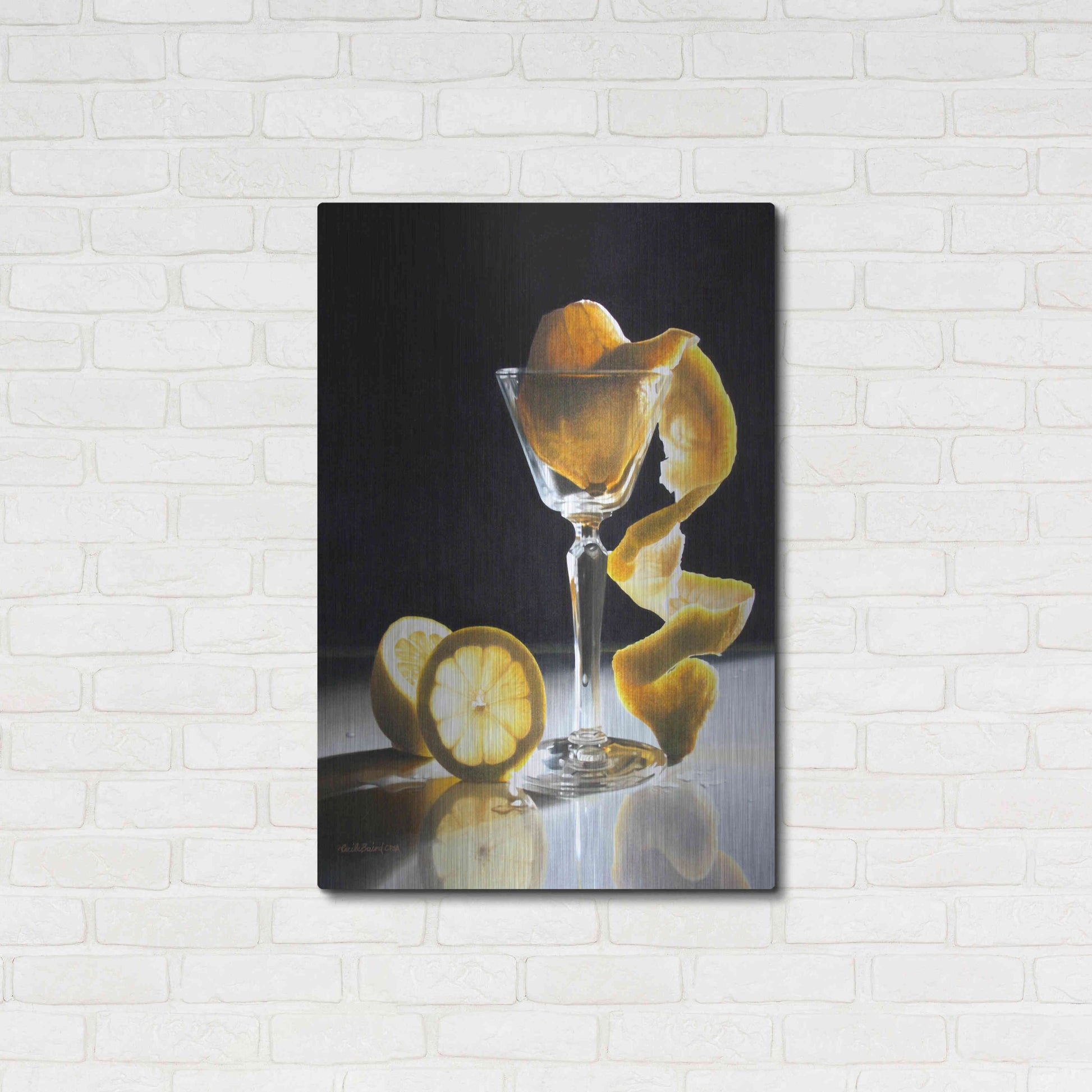 Luxe Metal Art 'Twisted Lemon' by Cecile Baird, Metal Wall Art,24x36