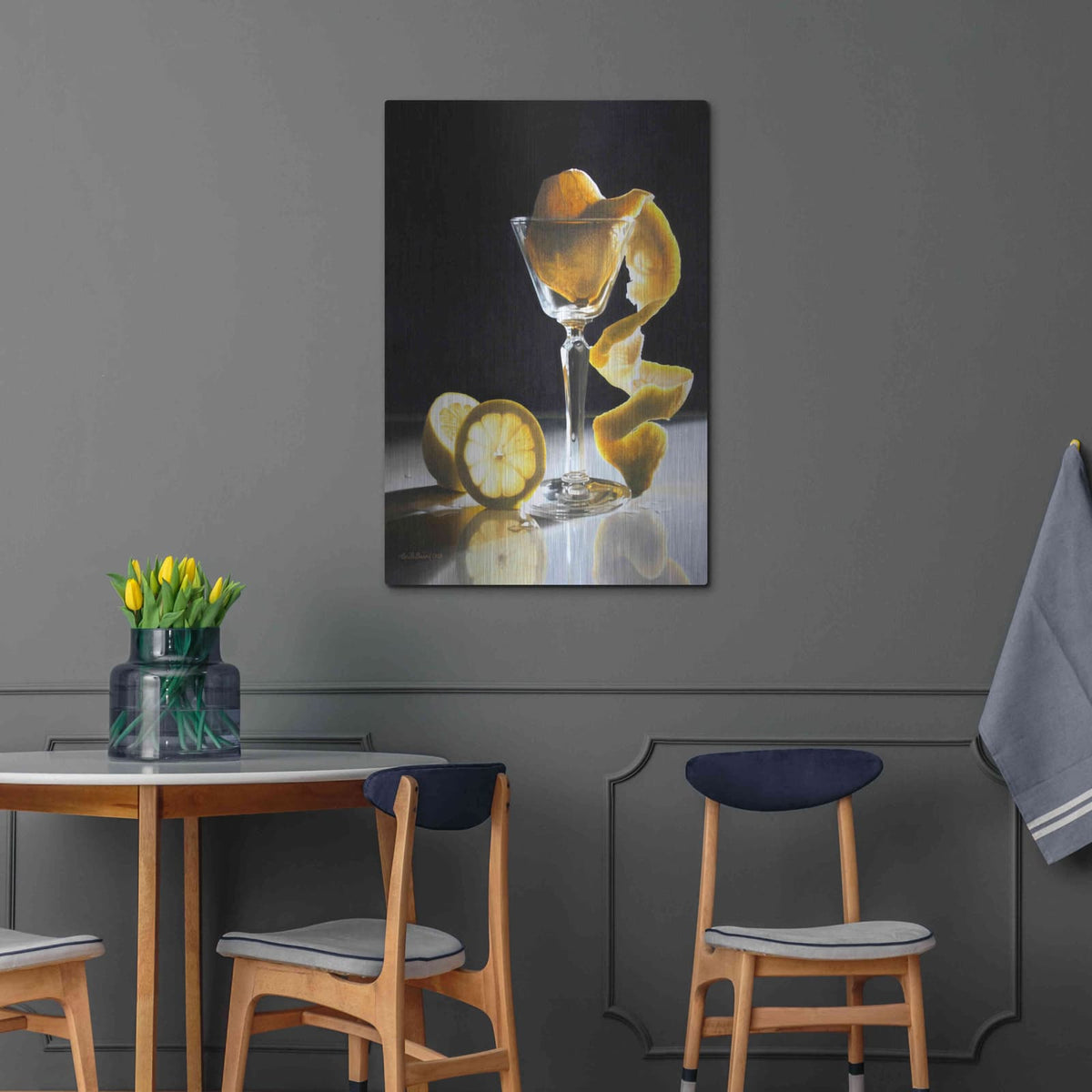 'Twisted Lemon' by Cecile Baird – Metal Wall Art, 24x36 room view