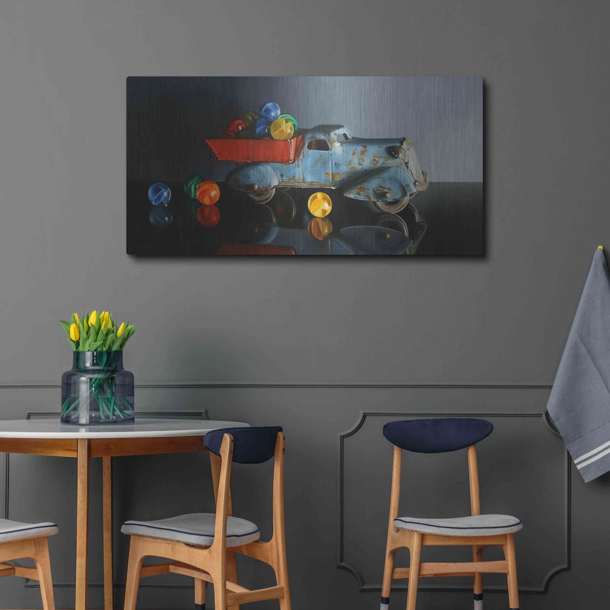 'Antique Toy Truck' by Cecile Baird – Metal Wall Art, 48x24 room view