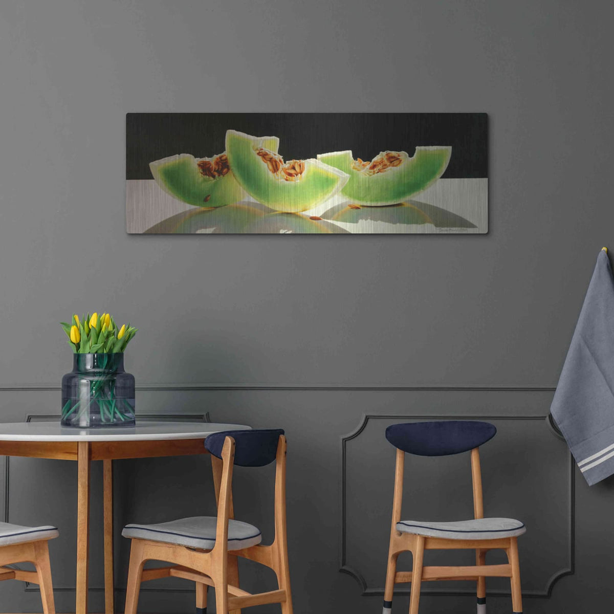 'Honeydew Rainbows' by Cecile Baird – Metal Wall Art, 48x16 room view