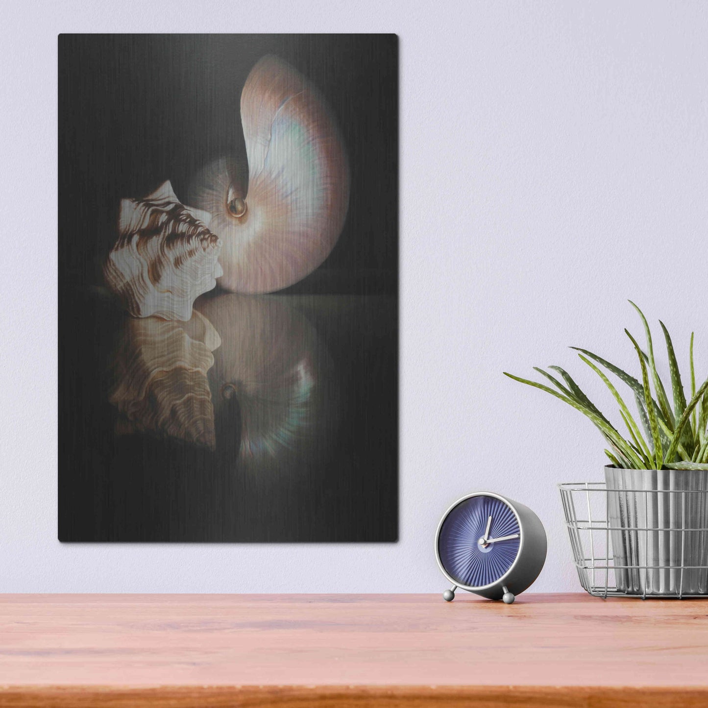 Luxe Metal Art 'Pearl Nautilus' by Cecile Baird, Metal Wall Art,12x16