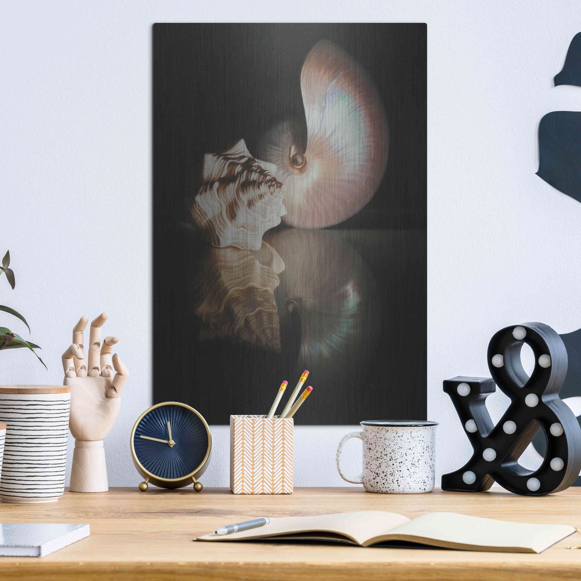 Luxe Metal Art 'Pearl Nautilus' by Cecile Baird, Metal Wall Art,12x16