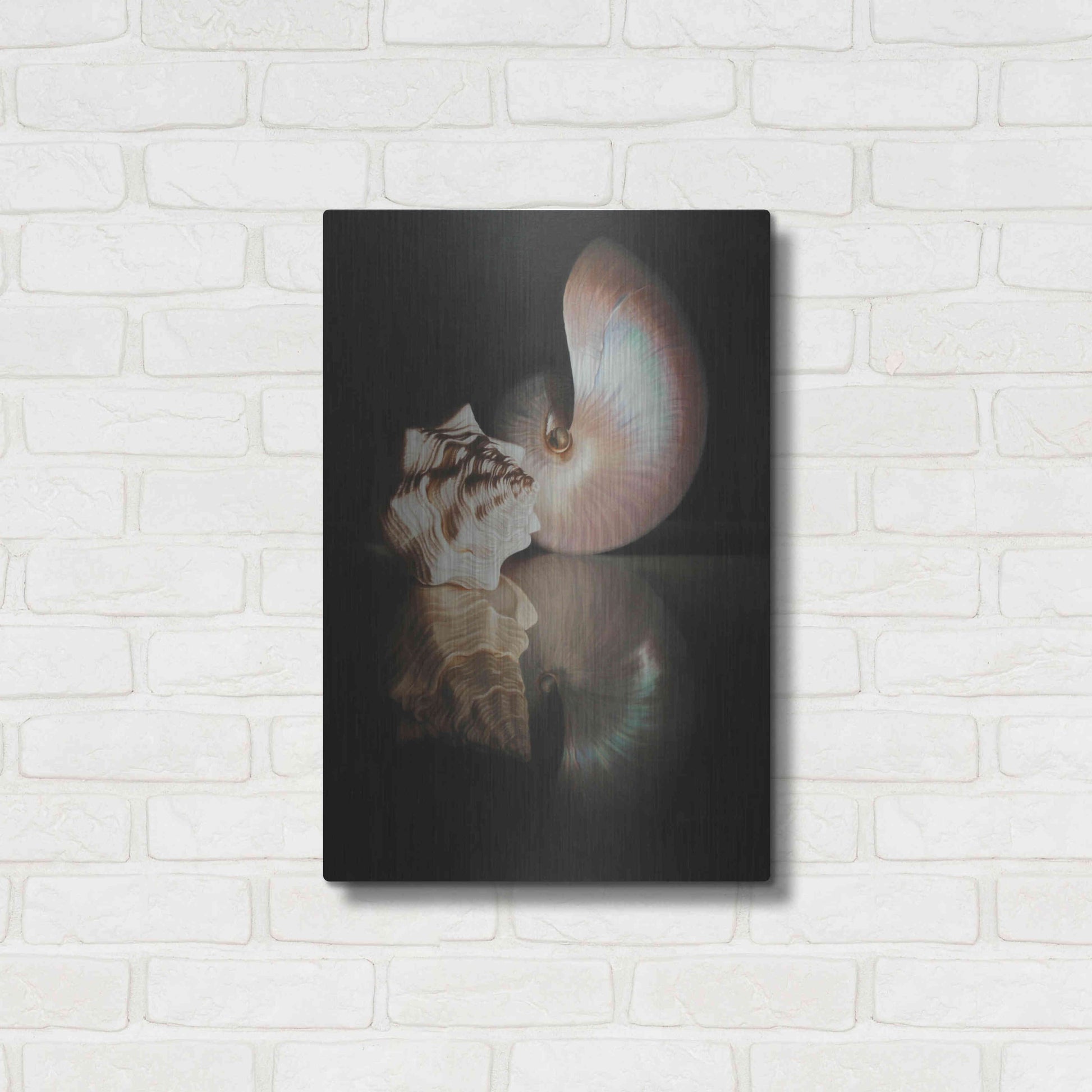 Luxe Metal Art 'Pearl Nautilus' by Cecile Baird, Metal Wall Art,16x24