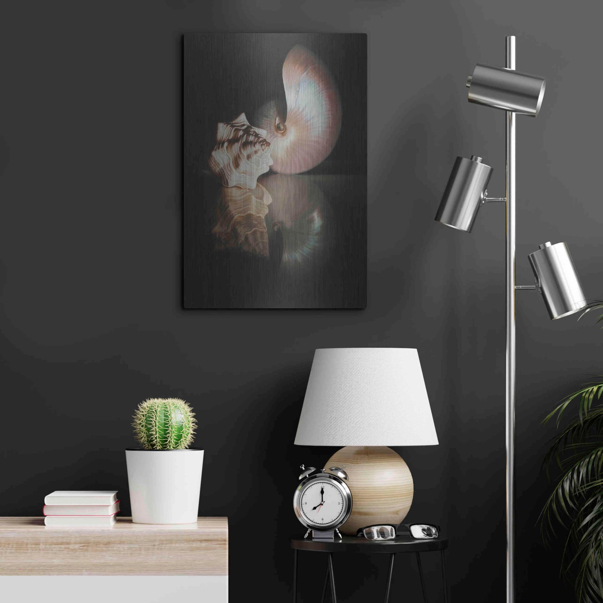 Luxe Metal Art 'Pearl Nautilus' by Cecile Baird, Metal Wall Art,16x24