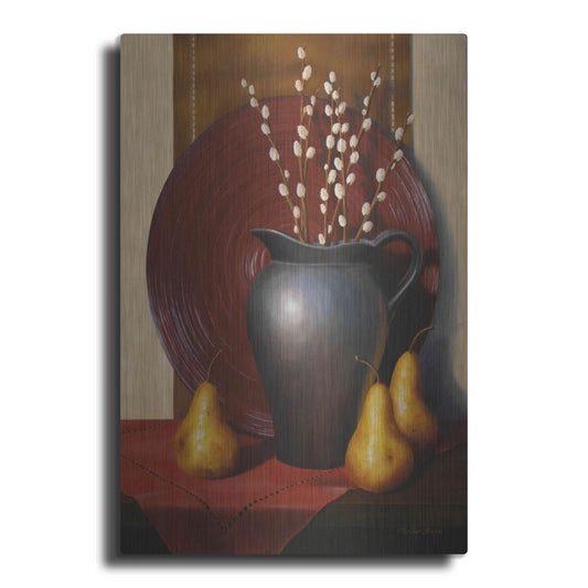 Luxe Metal Art 'Still Life with Black Vase' by Cecile Baird, Metal Wall Art