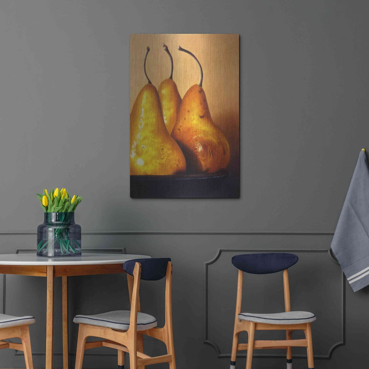 'Three Pears on Stonehenge' by Cecile Baird – Metal Wall Art, 24x36 room view
