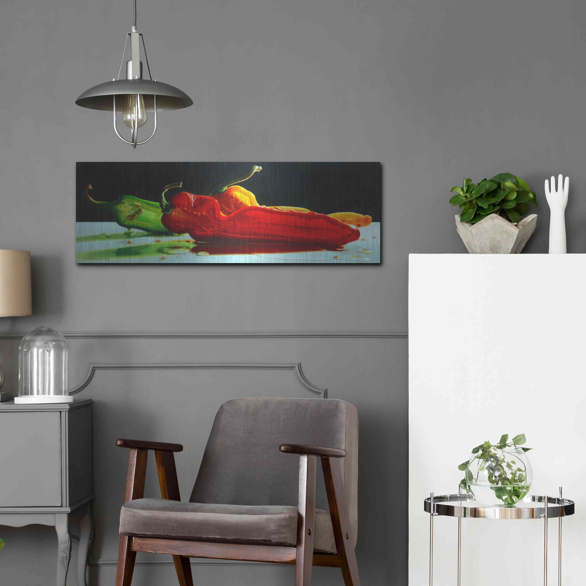 Luxe Metal Art 'Too Hot to Handle' by Cecile Baird, Metal Wall Art,36x12