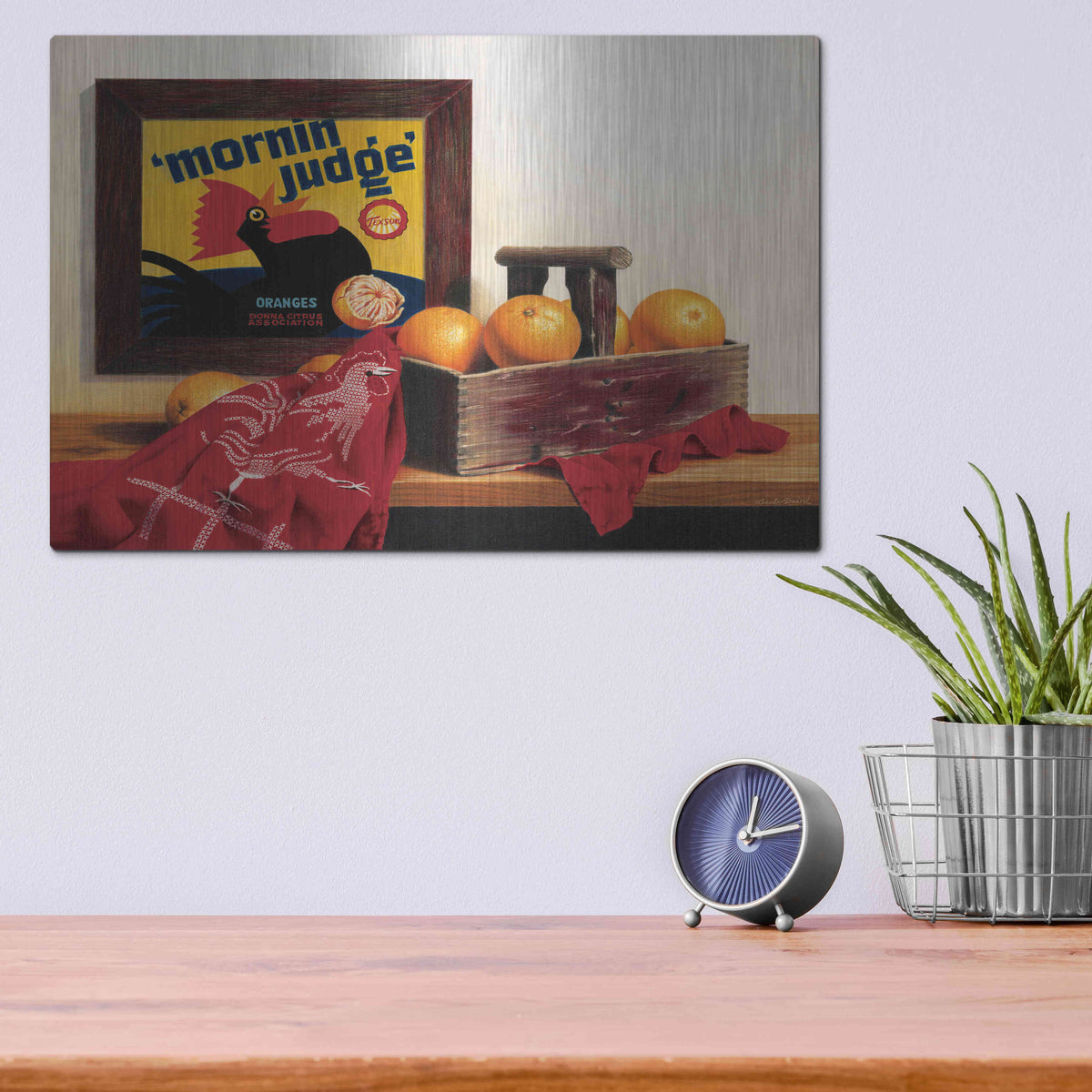 Luxe Metal Art ''Mornin Judge'' by Cecile Baird, Metal Wall Art,16x12