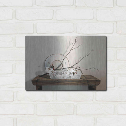 Luxe Metal Art 'Wire Basket With Cotton' by Cecile Baird, Metal Wall Art,16x12