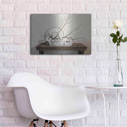 Luxe Metal Art 'Wire Basket With Cotton' by Cecile Baird, Metal Wall Art,24x16